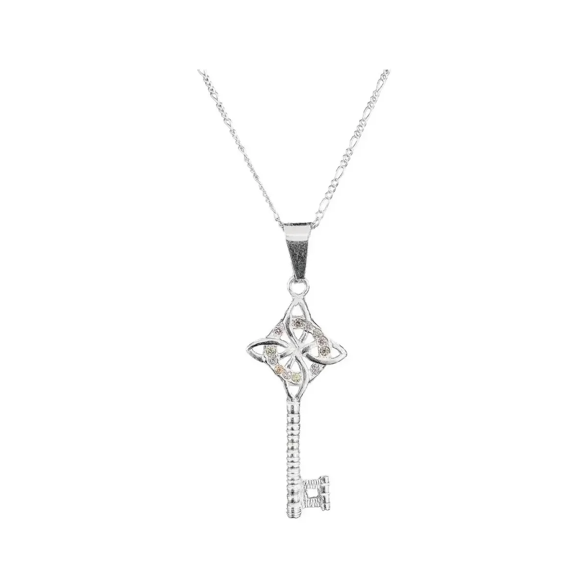 Collar Plata 925 con Dije Llave Nudo Bruja Zirconia Champagne - Imagen 2