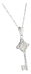 Collar Plata 925 con Dije Llave Nudo Bruja Zirconia Champagne - Imagen 3