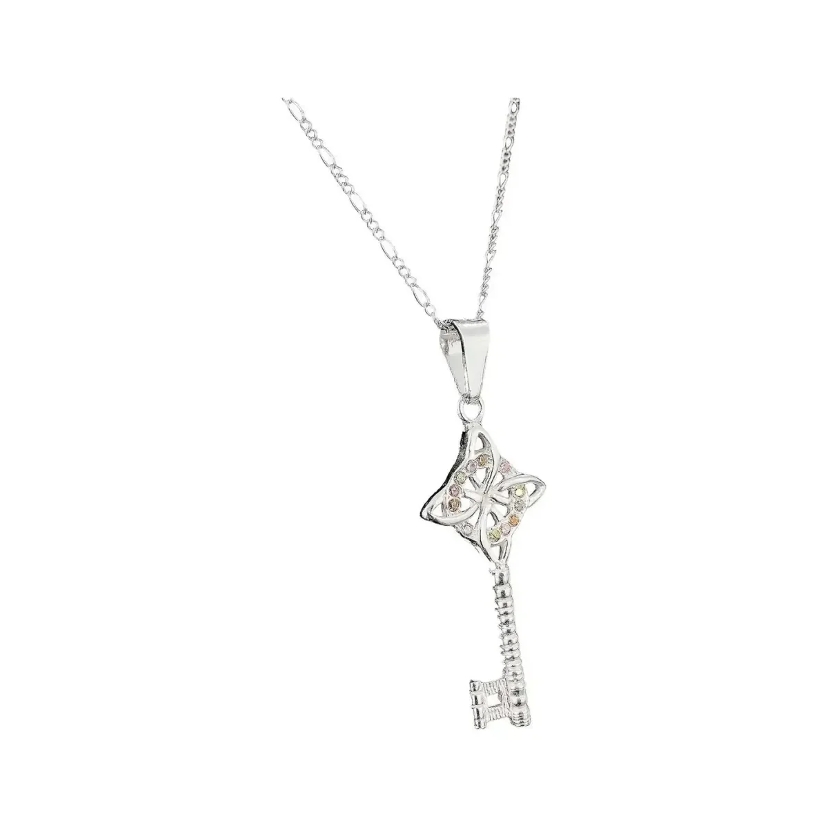 Collar Plata 925 con Dije Llave Nudo Bruja Zirconia Champagne - Imagen 3