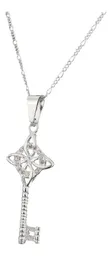 Collar Plata 925 con Dije Llave Nudo de Bruja y Zirconia - Imagen 1