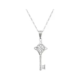 Collar Plata 925 con Dije Llave Nudo de Bruja y Zirconia - Imagen 2