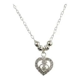 Collar Plata 925 Corazón con Bolitas y Zirconia - Imagen 1