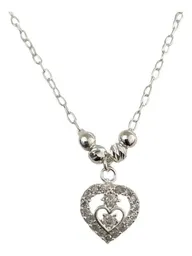Collar Plata 925 Corazón con Bolitas y Zirconia - Imagen 1