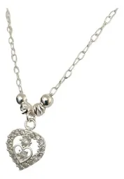 Collar Plata 925 Corazón con Bolitas y Zirconia - Imagen 3