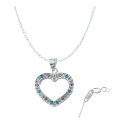 Collar Plata 925 Corazón con Contorno de Zirconia Multicolor - Imagen 1