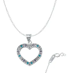 Collar Plata 925 Corazón con Contorno de Zirconia Multicolor - Imagen 1