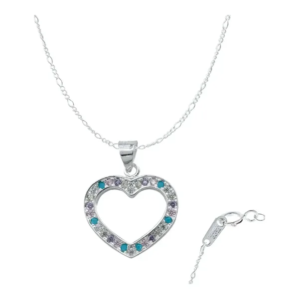 Collar Plata 925 Corazón con Contorno de Zirconia Multicolor - Imagen 1