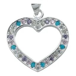 Collar Plata 925 Corazón con Contorno de Zirconia Multicolor - Imagen 3