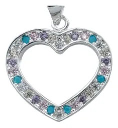 Collar Plata 925 Corazón con Contorno de Zirconia Multicolor - Imagen 3