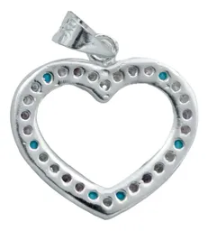 Collar Plata 925 Corazón con Contorno de Zirconia Multicolor - Imagen 4