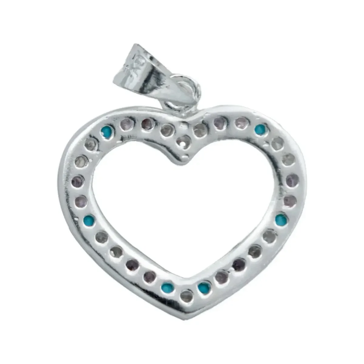 Collar Plata 925 Corazón con Contorno de Zirconia Multicolor - Imagen 4