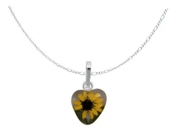 Collar Plata 925 Corazón con Girasol Natural en Resina - Imagen 3