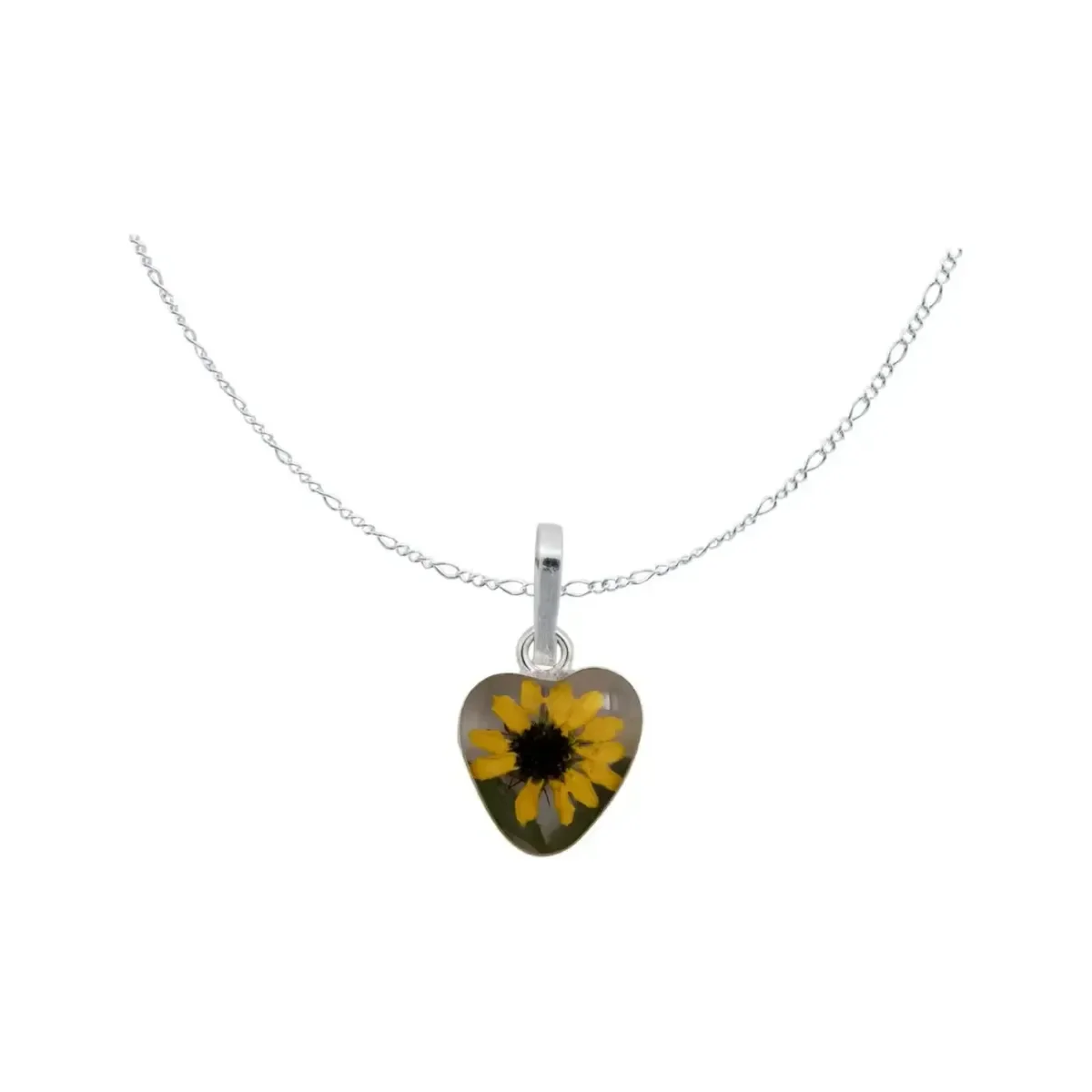 Collar Plata 925 Corazón con Girasol Natural en Resina - Imagen 3