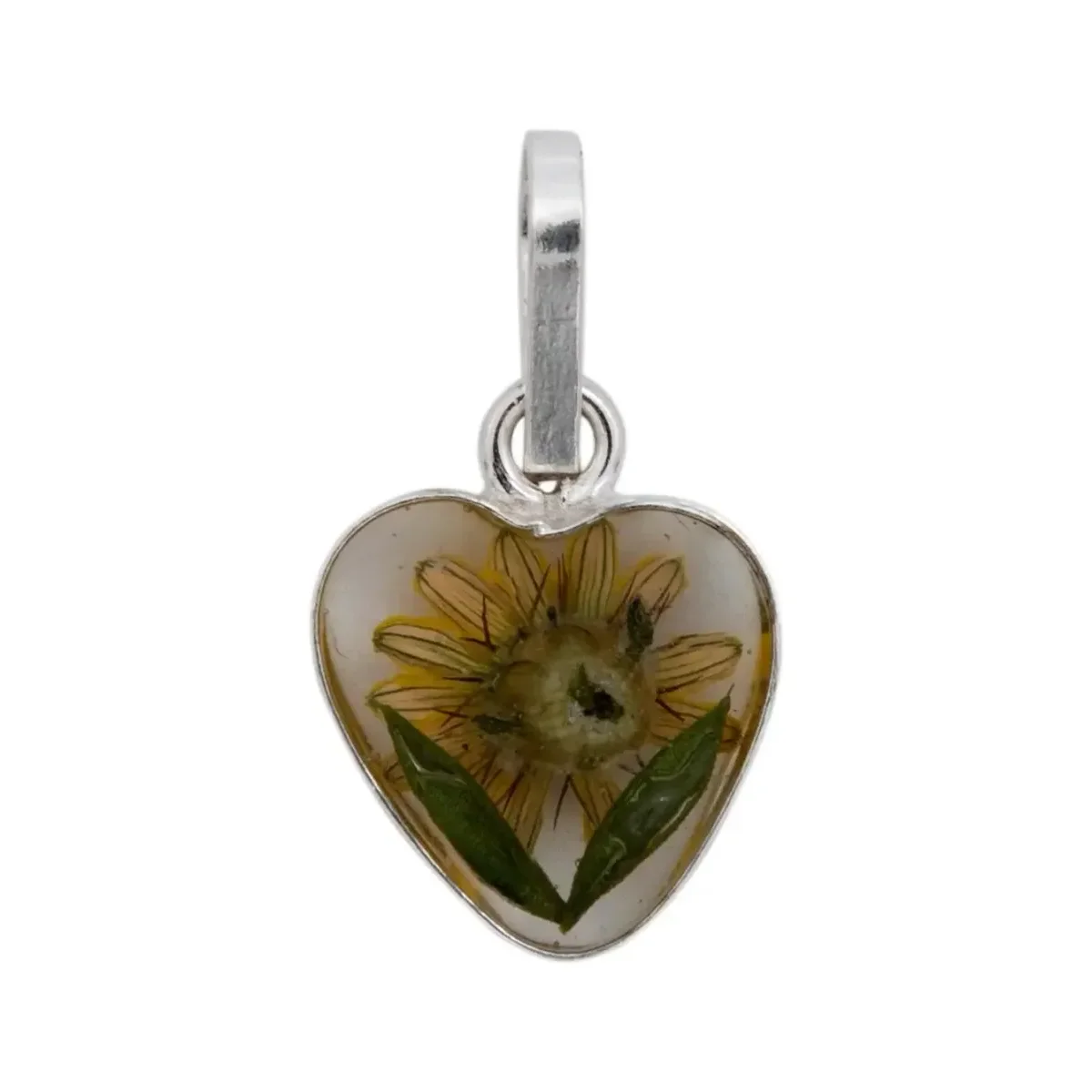 Collar Plata 925 Corazón con Girasol Natural en Resina - Imagen 4