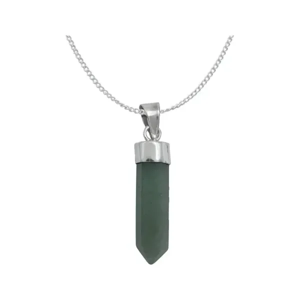 Collar Plata 925 Cuarzo Natural Verde Diseño Prisma - Imagen 1