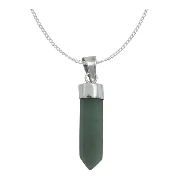 Collar Plata 925 Cuarzo Natural Verde Diseño Prisma - Imagen 1
