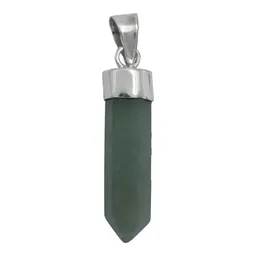 Collar Plata 925 Cuarzo Natural Verde Diseño Prisma - Imagen 2