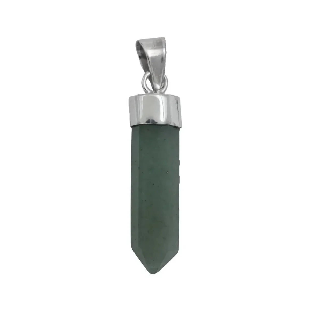 Collar Plata 925 Cuarzo Natural Verde Diseño Prisma - Imagen 2