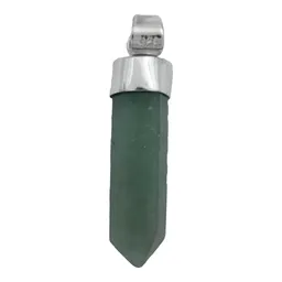 Collar Plata 925 Cuarzo Natural Verde Diseño Prisma - Imagen 3