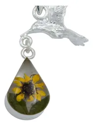 Collar Plata 925 Dije Colibrí Girasol Encapsulado Forma Lágrima - Imagen 3
