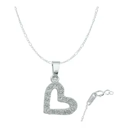 Collar Plata 925 Dije Corazón Contorno con Zirconias - Imagen 1