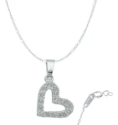 Collar Plata 925 Dije Corazón Contorno con Zirconias - Imagen 1
