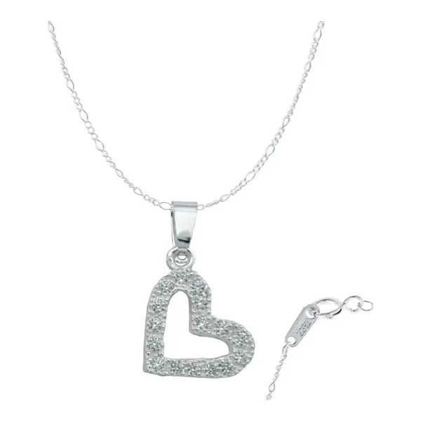 Collar Plata 925 Dije Corazón Contorno con Zirconias - Imagen 1