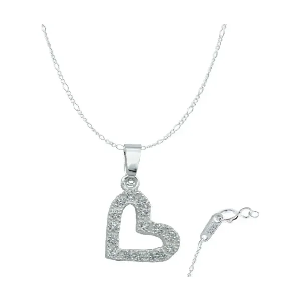 Collar Plata 925 Dije Corazón Contorno con Zirconias - Imagen 1