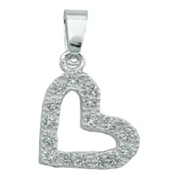 Collar Plata 925 Dije Corazón Contorno con Zirconias - Imagen 2