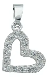 Collar Plata 925 Dije Corazón Contorno con Zirconias - Imagen 2