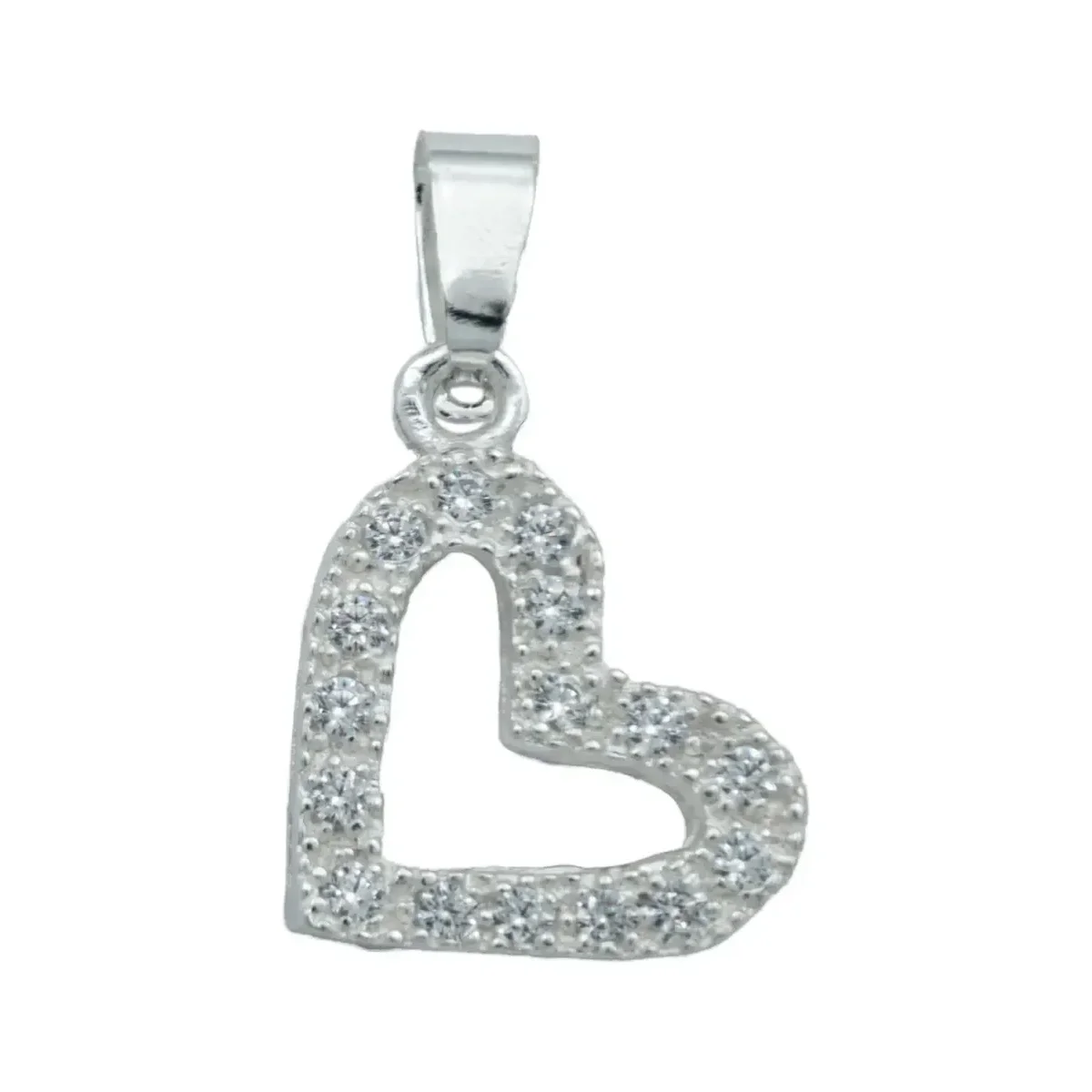 Collar Plata 925 Dije Corazón Contorno con Zirconias - Imagen 2