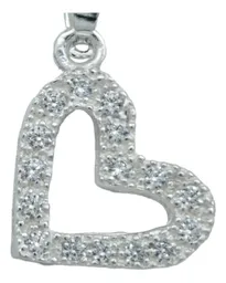 Collar Plata 925 Dije Corazón Contorno con Zirconias - Imagen 3