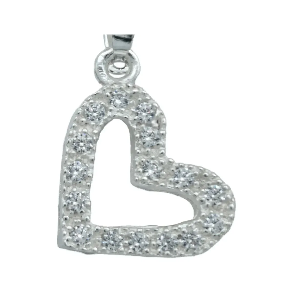 Collar Plata 925 Dije Corazón Contorno con Zirconias - Imagen 3