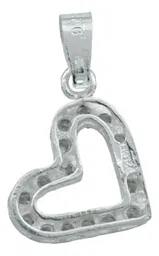 Collar Plata 925 Dije Corazón Contorno con Zirconias - Imagen 4