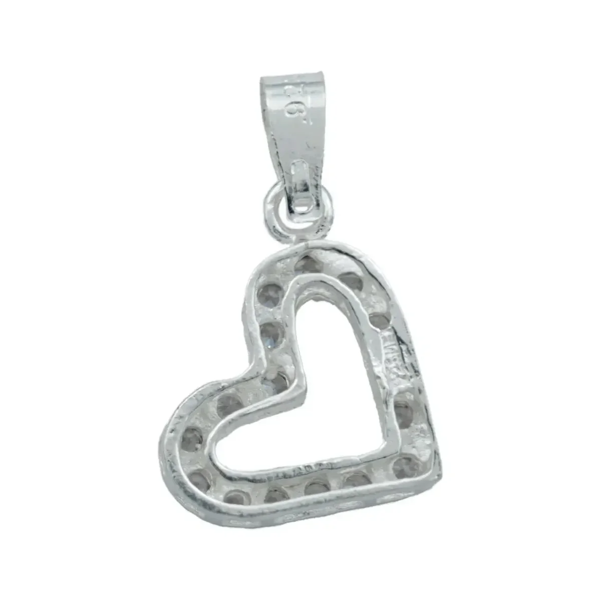 Collar Plata 925 Dije Corazón Contorno con Zirconias - Imagen 4