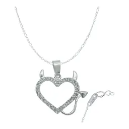 Collar Plata 925 Dije Corazón Diseño Diablo Amor con Zirconia - Imagen 1