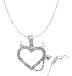 Collar Plata 925 Dije Corazón Diseño Diablo Amor con Zirconia - Imagen 1