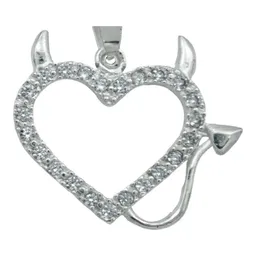Collar Plata 925 Dije Corazón Diseño Diablo Amor con Zirconia - Imagen 3