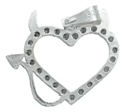 Collar Plata 925 Dije Corazón Diseño Diablo Amor con Zirconia - Imagen 4