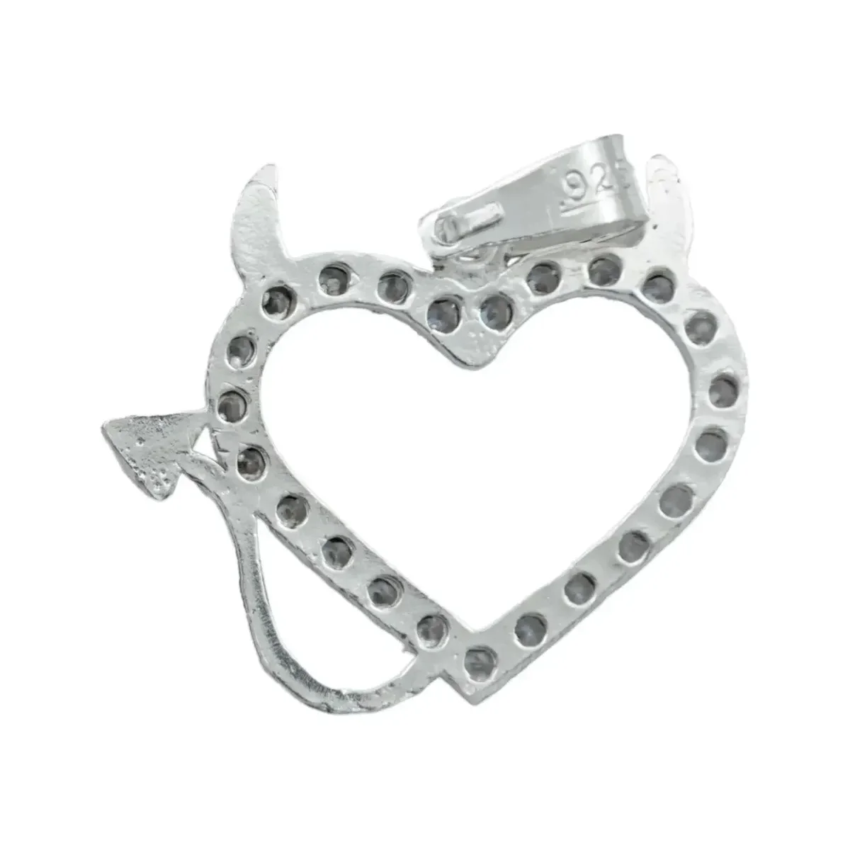 Collar Plata 925 Dije Corazón Diseño Diablo Amor con Zirconia - Imagen 4