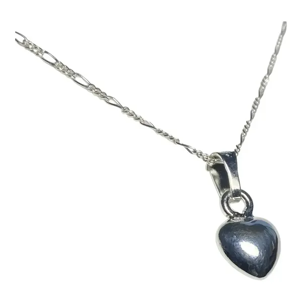 Collar Plata .925 Dije Corazón Liso con Cadena 45cm - Imagen 1