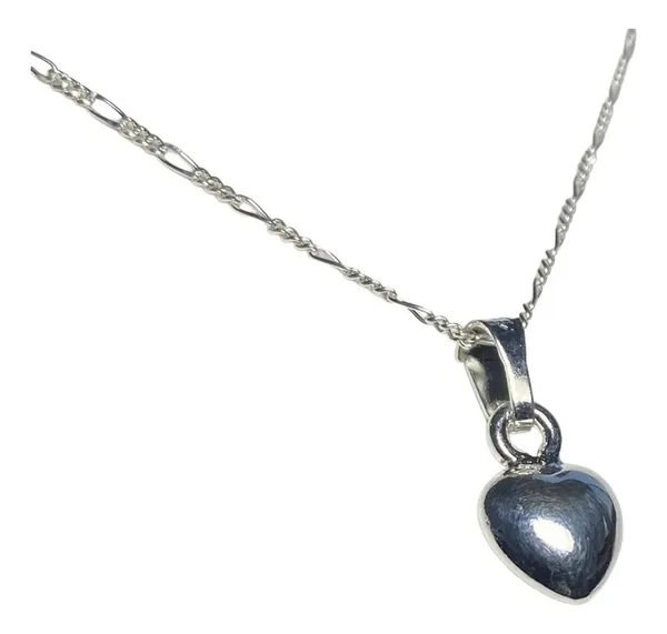 Collar Plata .925 Dije Corazón Liso con Cadena 45cm - Imagen 1