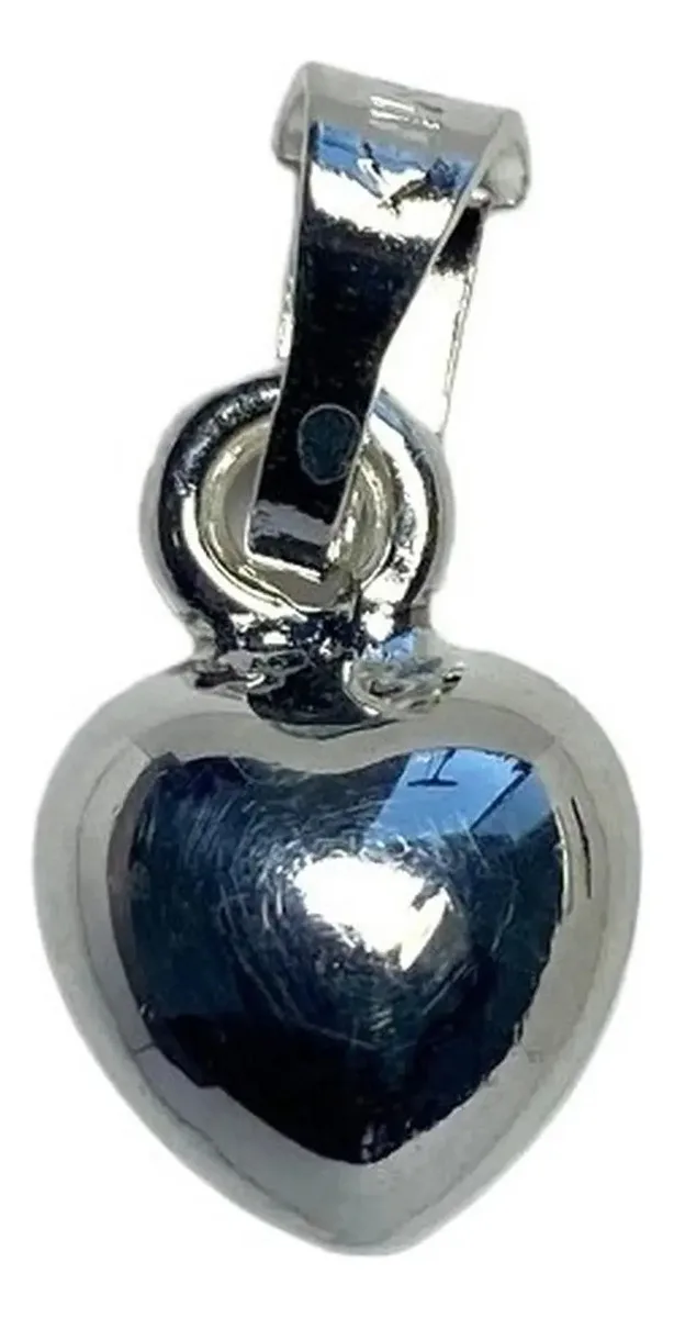 Collar Plata .925 Dije Corazón Liso con Cadena 45cm - Imagen 1