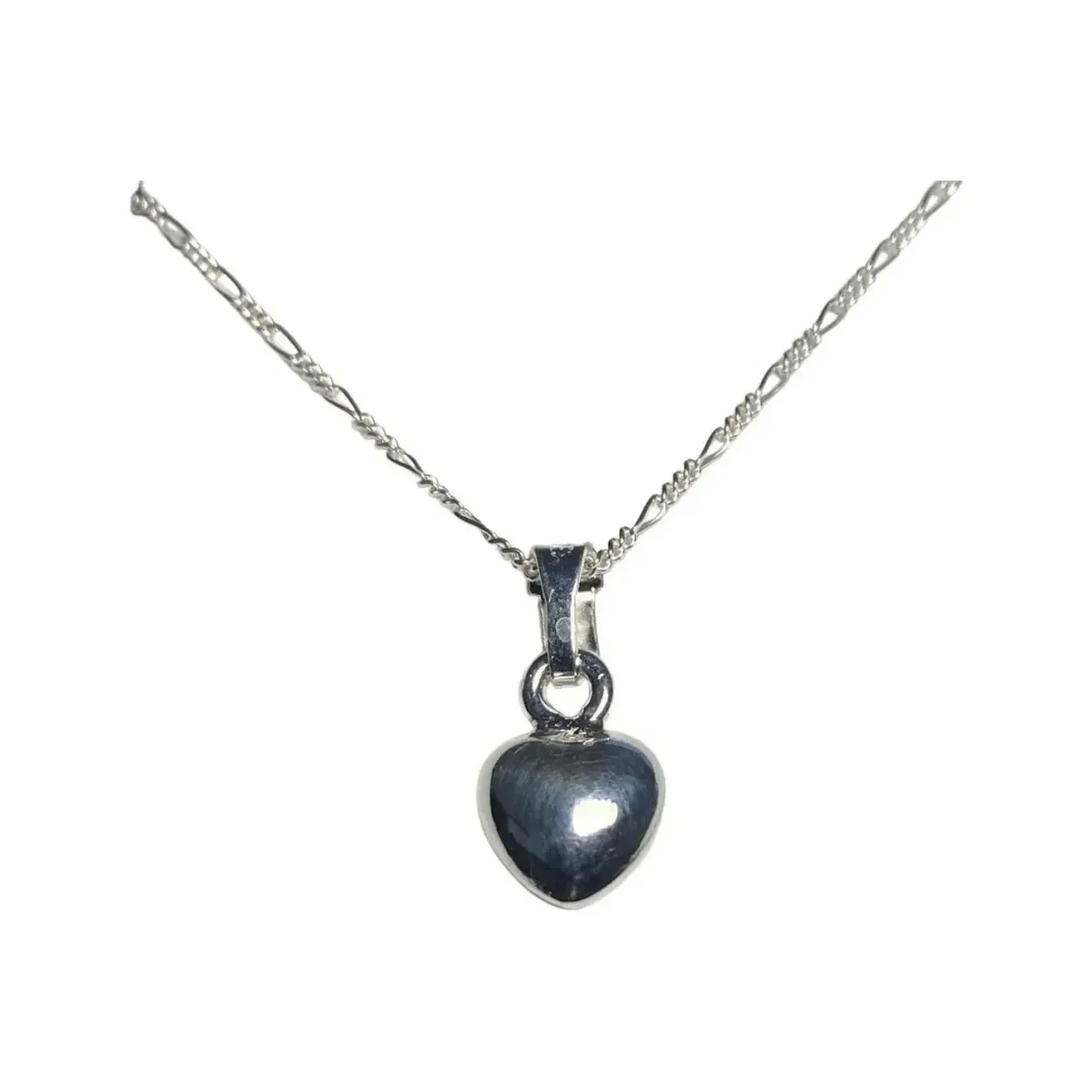 Collar Plata .925 Dije Corazón Liso con Cadena 45cm - Imagen 3