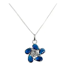 Collar Plata 925 Dije Flor Zirconia Azul para Mujer - Imagen 1