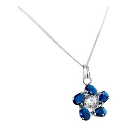 Collar Plata 925 Dije Flor Zirconia Azul para Mujer - Imagen 2