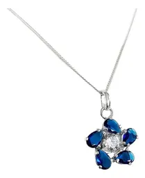 Collar Plata 925 Dije Flor Zirconia Azul para Mujer - Imagen 2