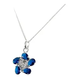 Collar Plata 925 Dije Flor Zirconia Azul para Mujer - Imagen 3
