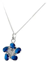 Collar Plata 925 Dije Flor Zirconia Azul para Mujer - Imagen 3