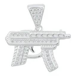Collar Plata 925 Dije Metralleta con Zirconia para Hombre - Imagen 3